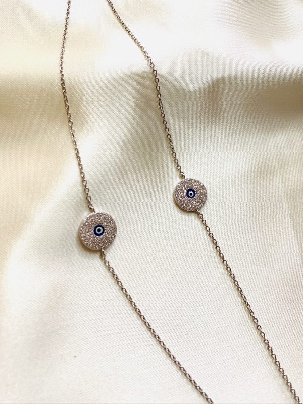 Silver Round Evil Eye Anklets for Girls and Women - Image 3