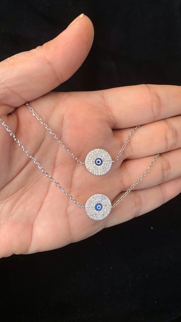 Silver Round Evil Eye Anklets for Girls and Women - Image 2
