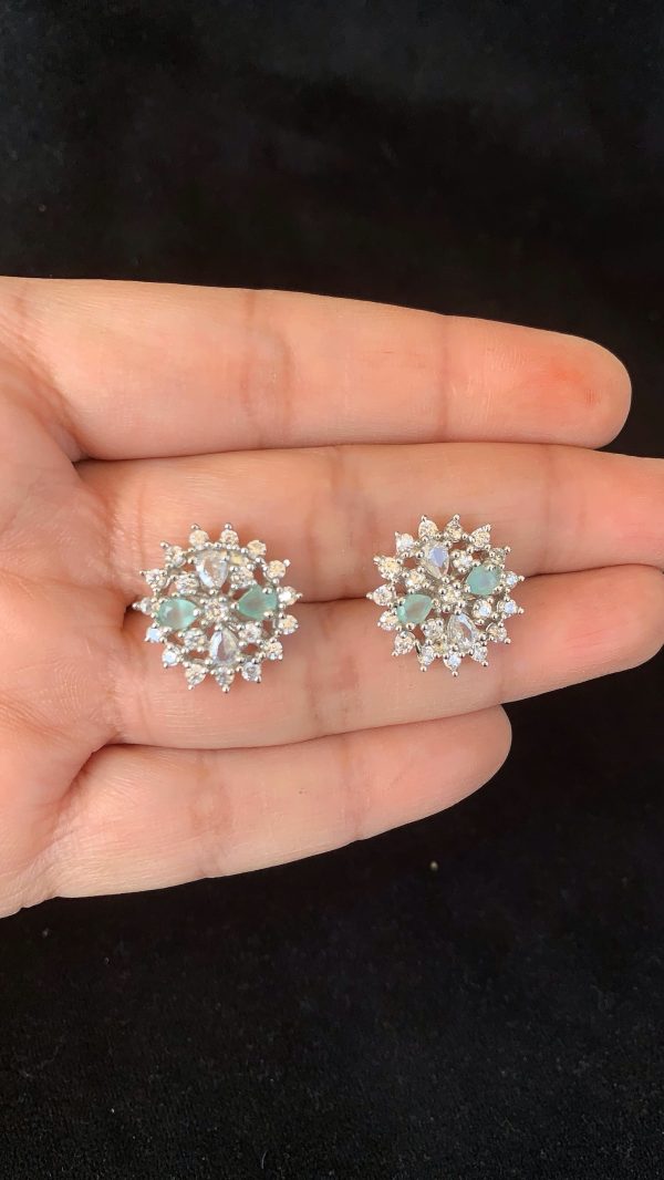 Radiant Bloom Silver Stud Earrings