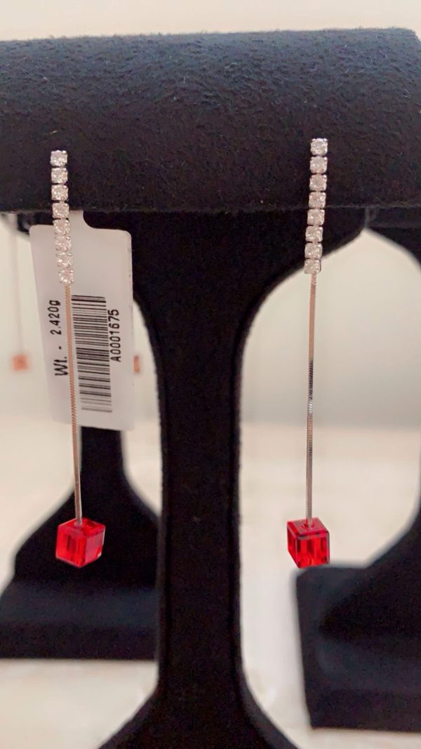 Red Radiance Zircon Silver Dangle Earrings - Image 2
