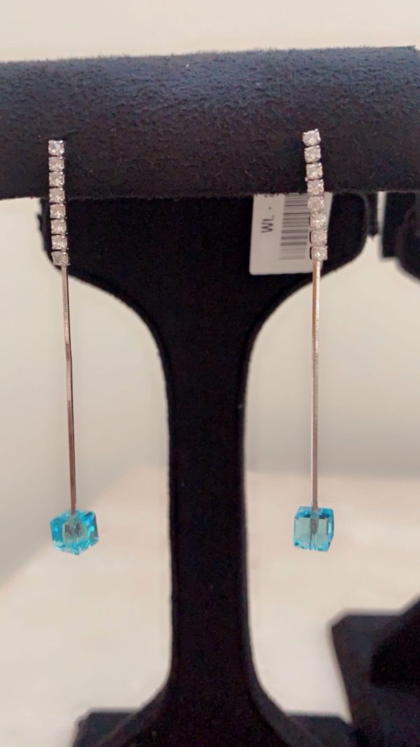 Turquoise Radiance Zircon Silver Dangle Earrings - Image 2