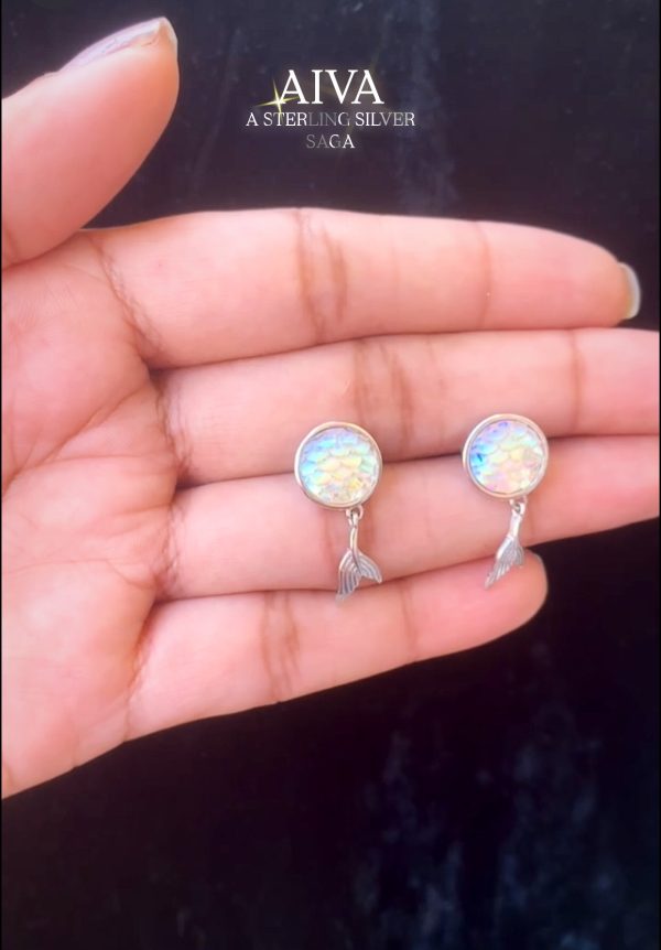 Mystic Mermaid Tail Sterling Silver Earrings - Image 2