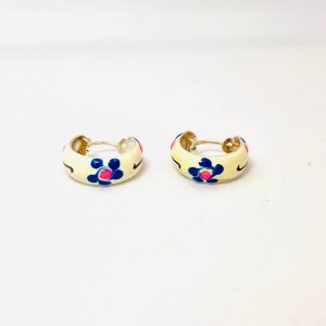 Enchanted White Blossom Silver Kids Hoop Earrings