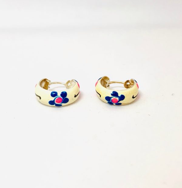 Enchanted White Blossom Silver Kids Hoop Earrings