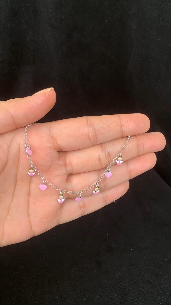 Pink Angelic Hearts Silver Charm Bracelet - Image 3