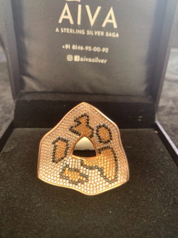 Rose Gold-Plated Panther Print Statement Ring - Image 2