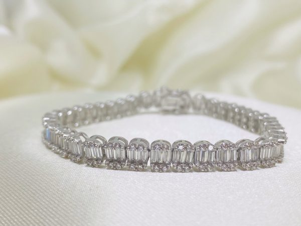 Baguette Zirconia Tennis Silver Bracelet - Image 2