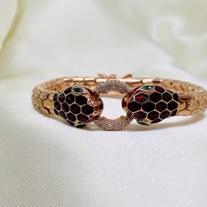 Rose Gold Serpent Head Silver Bracelet