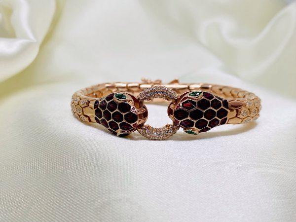 Rose Gold Serpent Head Silver Bracelet
