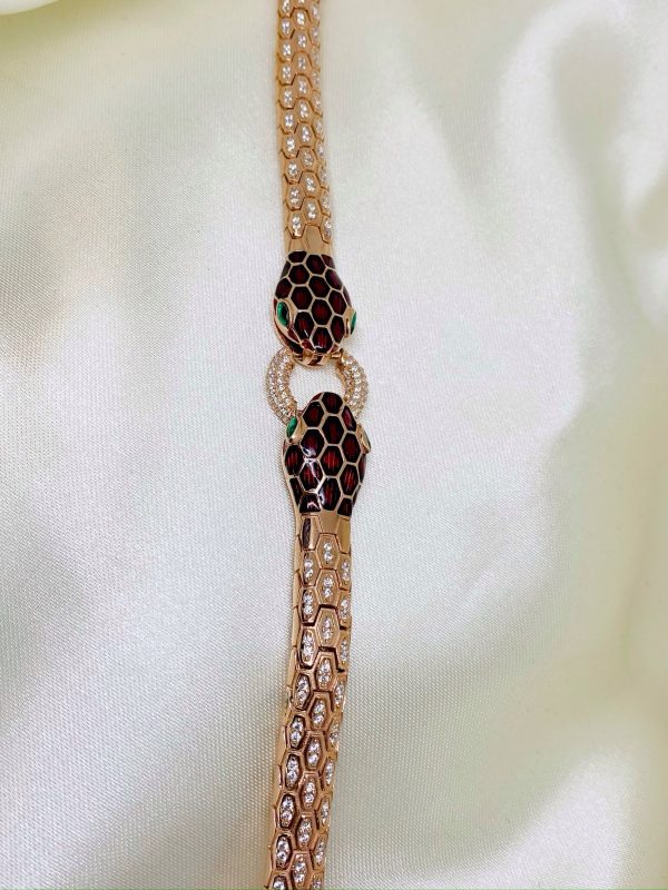 Rose Gold Serpent Head Silver Bracelet - Image 2