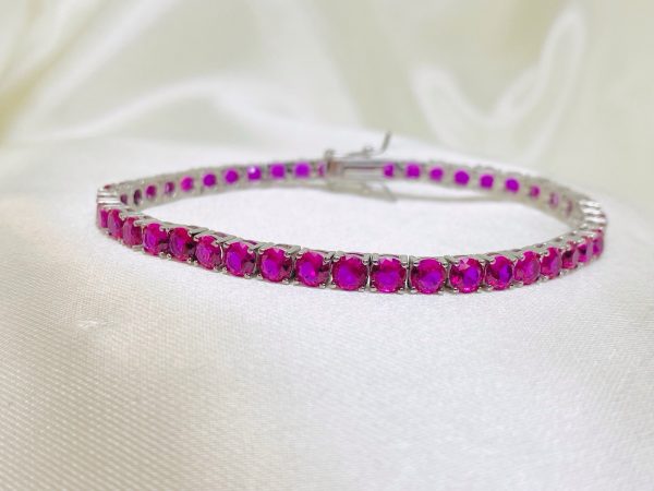 Ruby Radiance Silver Tennis Bracelet - Image 2