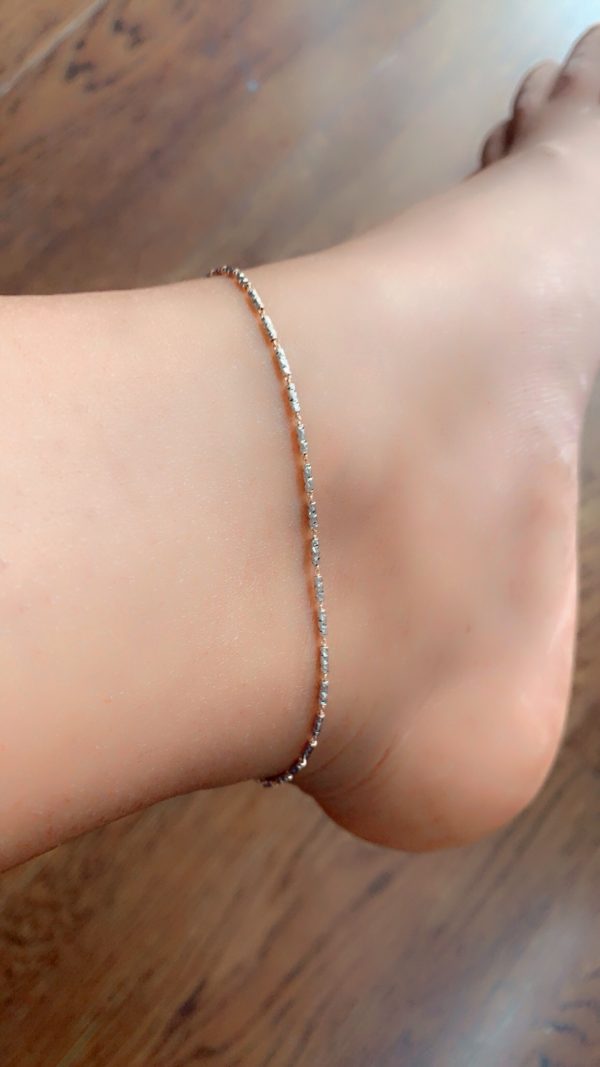 Silver Textured Anklet for Women - Rhodium and Rose Gold Plated