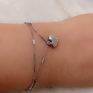 Eternal Love Silver Double-Layered Heart Charm Bracelet