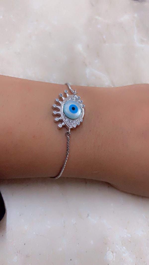 Guardian Glimmer Silver Evil Eye Bracelet