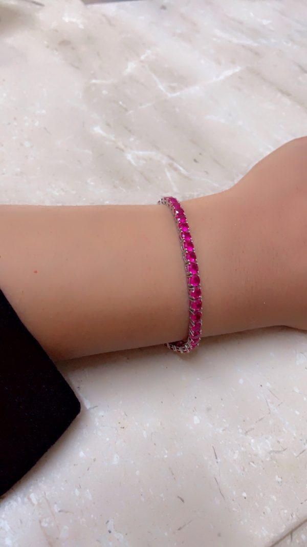 Ruby Radiance Silver Tennis Bracelet