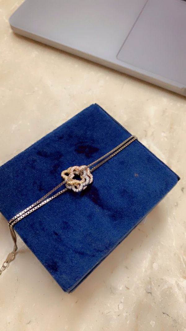 Three-Tone Floral Knot Silver Bracelet - Image 2