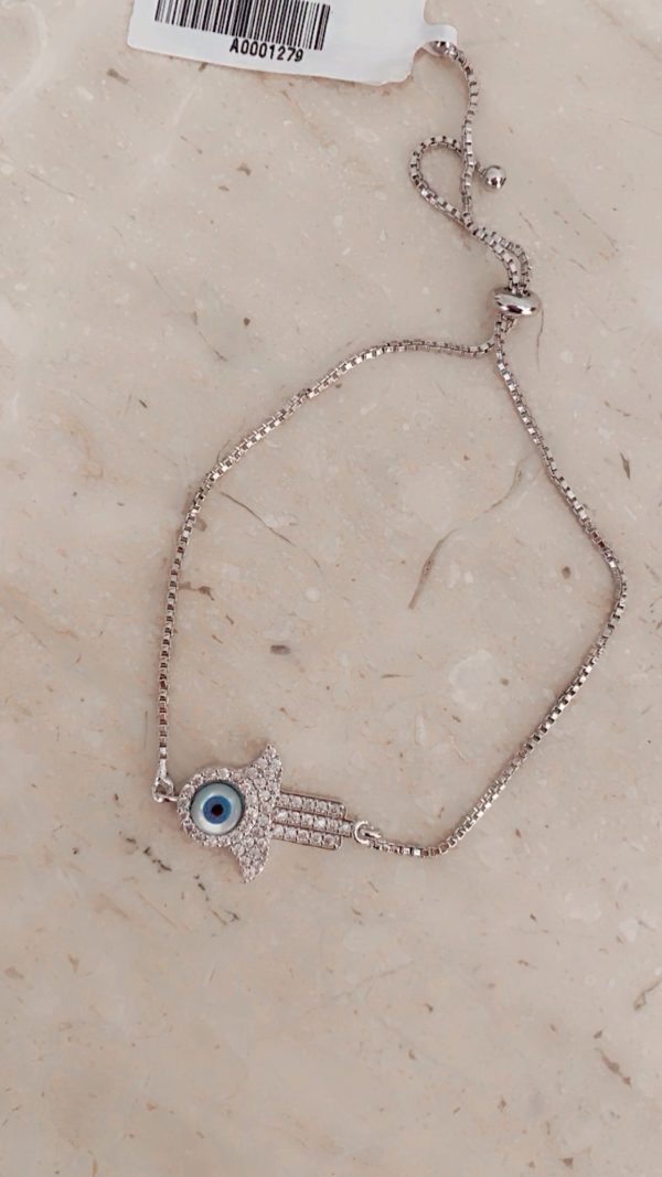 Guardian Hamsa Hand Silver Bracelet - Image 2