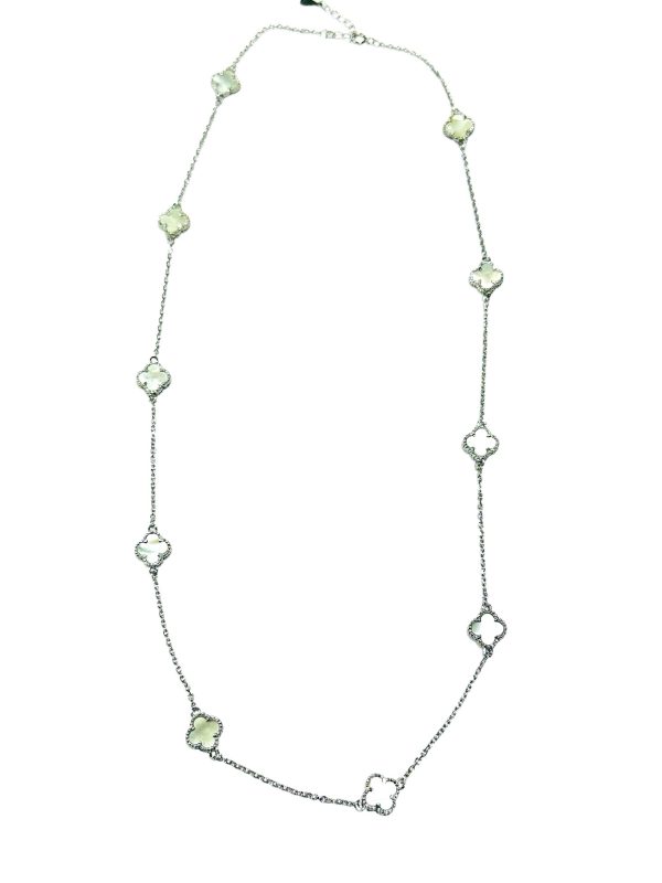 Celeste Clover Charm Sterling Silver Long Chain - Image 2