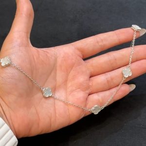 Celeste Clover Charm Sterling Silver Long Chain