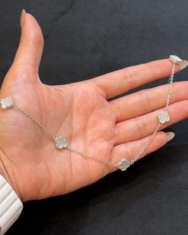 Celeste Clover Charm Sterling Silver Long Chain