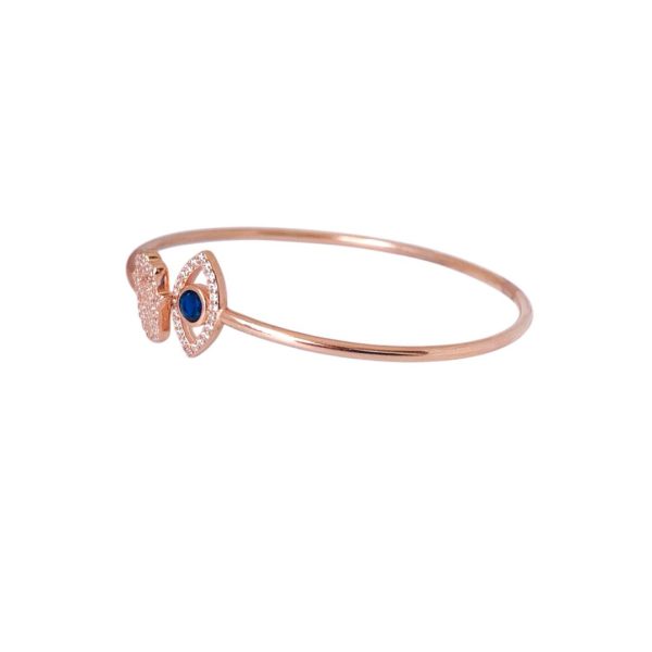 Divine Aura – Rose Gold Hamsa & Evil Eye Silver Bracelet - Image 3