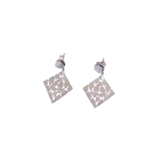 Mosaic Glow Silver Dangle Earrings - Image 2