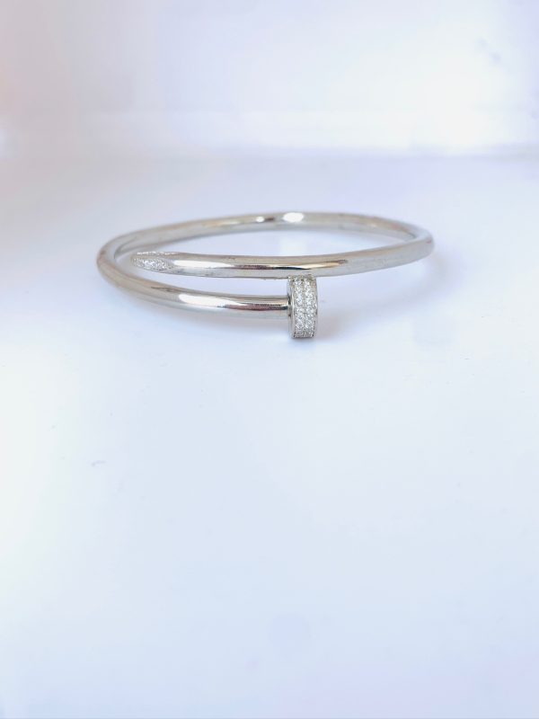 Sleek Nail-Head Silver Bracelet