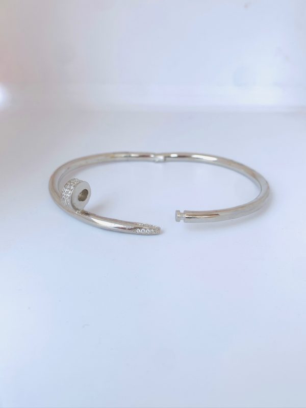 Sleek Nail-Head Silver Bracelet - Image 3
