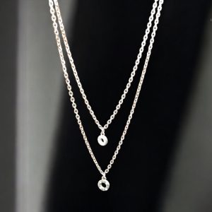 Celeste Harmony – Dual Halo Pendant Layered Chain