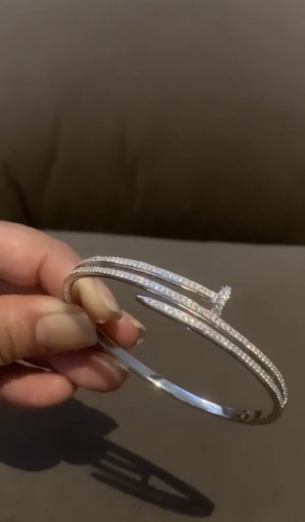 Sleek Nail Curve Silver Bracelet