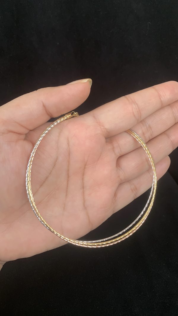 Tricolor Twirl Silver Anklet - Image 2