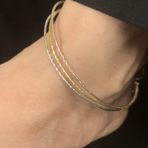 Tricolor Twirl Silver Anklet