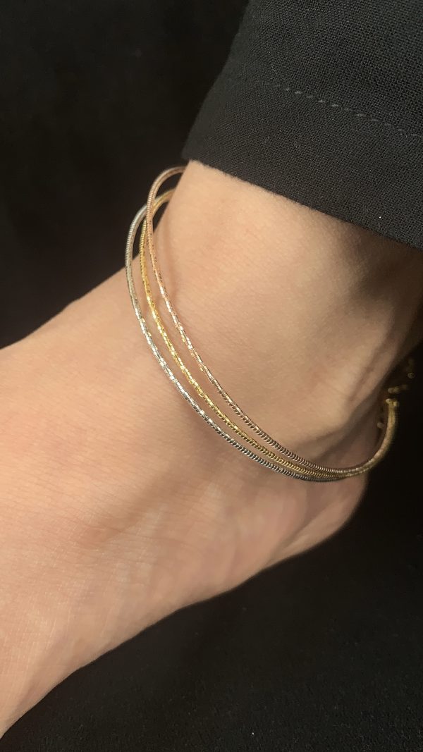 Tricolor Twirl Silver Anklet