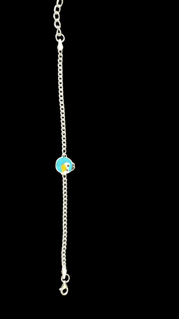 Blue Feather Buddie Kids Silver Rakhi Bracelet - Image 3