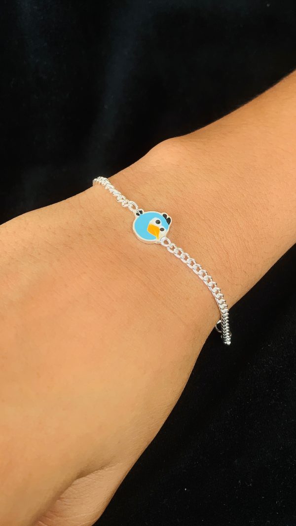 Blue Feather Buddie Kids Silver Rakhi Bracelet - Image 2