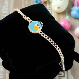 Blue Feather Buddie Kids Silver Rakhi Bracelet