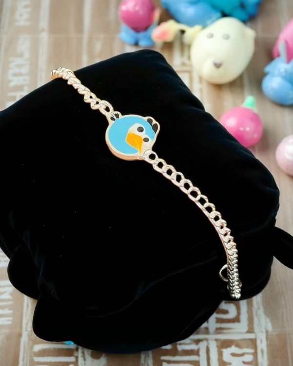 Blue Feather Buddie Kids Silver Rakhi Bracelet