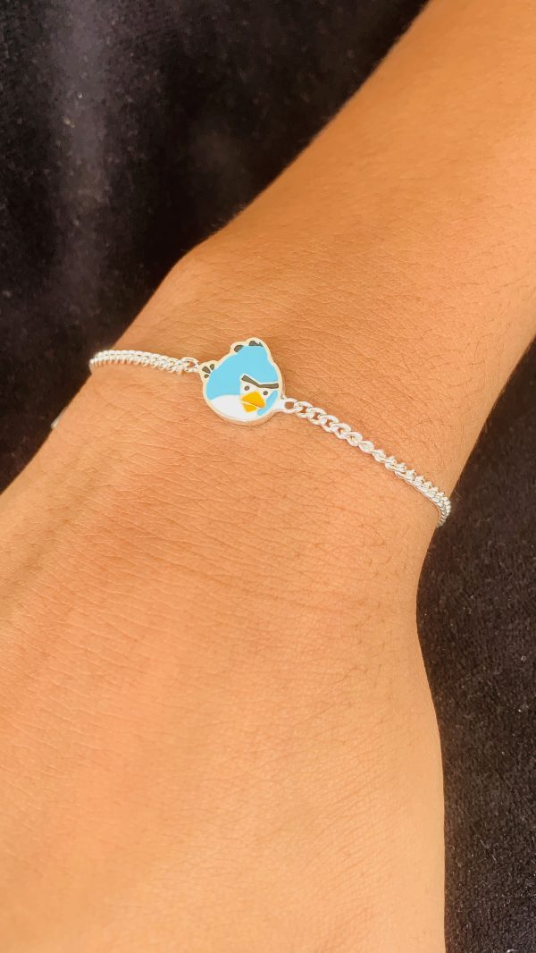 Blue Storm Birdie Kids Silver Rakhi Bracelet - Image 2