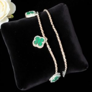 Emerald Grace Double-Layer Silver Bracelet