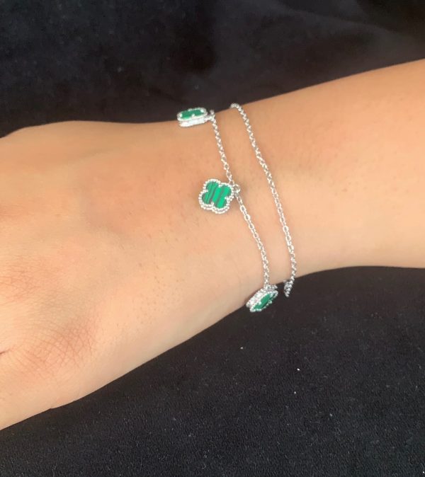 Emerald Grace Double-Layer Silver Bracelet - Image 2