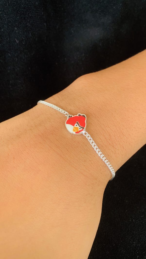 Fire Feather Birdie kids Silver Rakhi Bracelet - Image 2