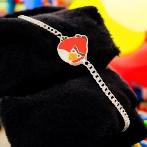 Fire Feather Birdie kids Silver Rakhi Bracelet