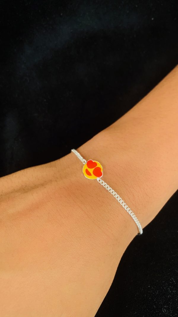 Heart Eyes Emoji Buddie Kids Silver Rakhi Bracelet - Image 2