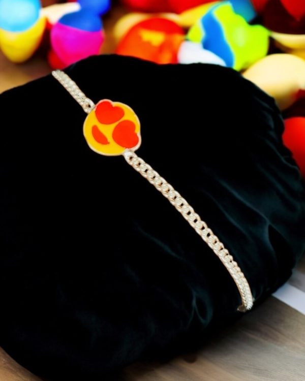 Heart Eyes Emoji Buddie Kids Silver Rakhi Bracelet