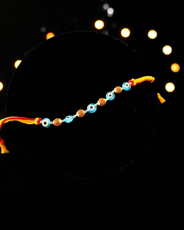 Rudraksha Nazar Silver Rakhi