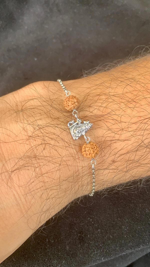 Shiv Rudra Silver Rakhi Bracelet - Image 3