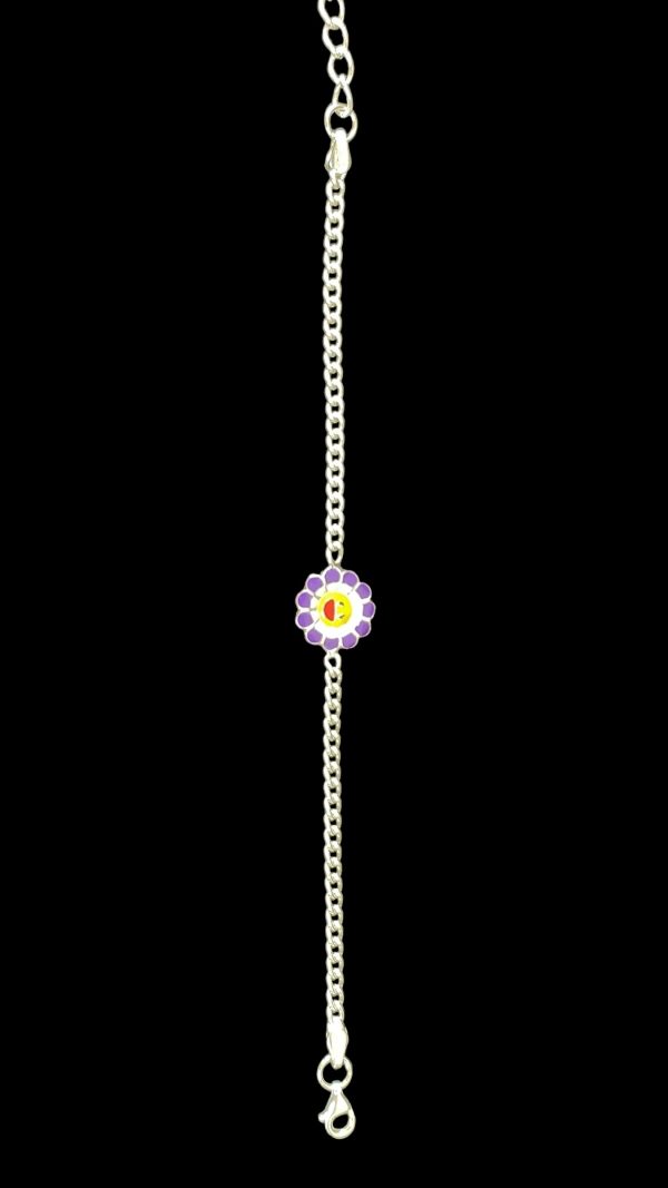 Smiley Bloom Kids Silver Rakhi Bracelet - Image 4