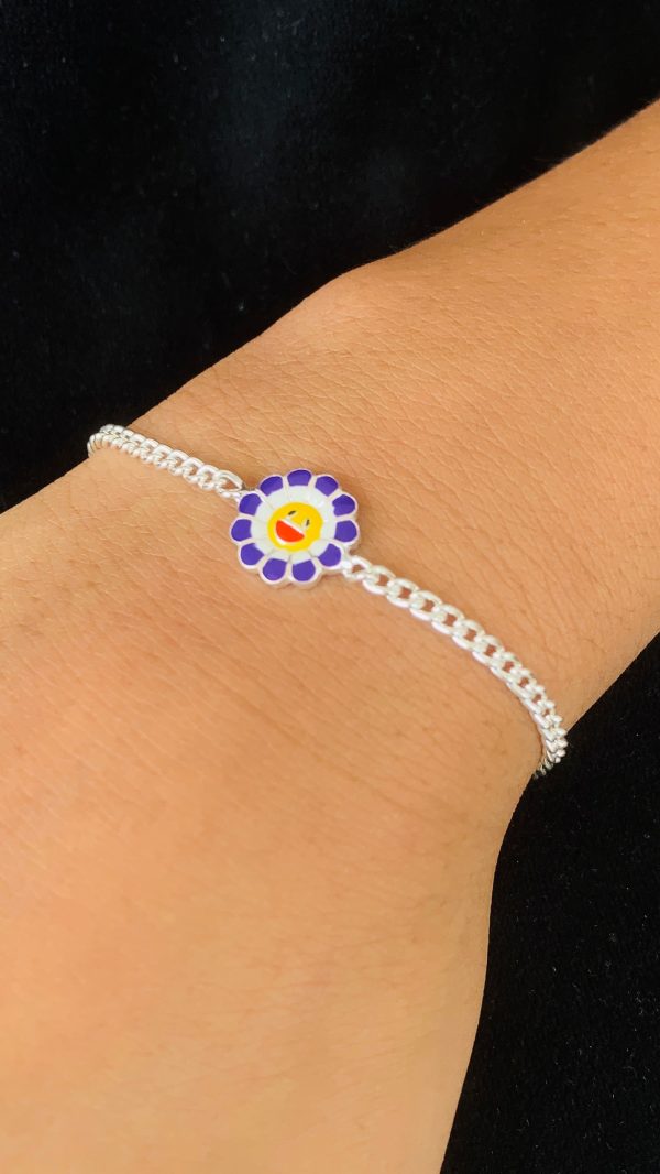 Smiley Bloom Kids Silver Rakhi Bracelet - Image 2