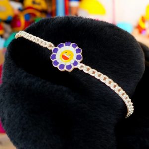 Smiley Bloom Kids Silver Rakhi Bracelet