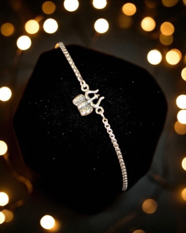 Trishul Damru Silver Rakhi Bracelet